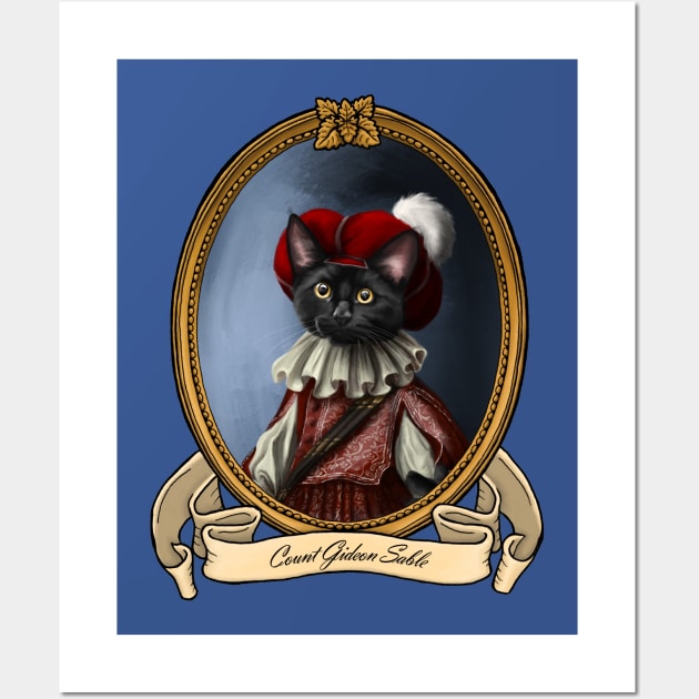 Renaissance Cat - Count Gideon Sable (A Black Cat) Wall Art by JMSArt